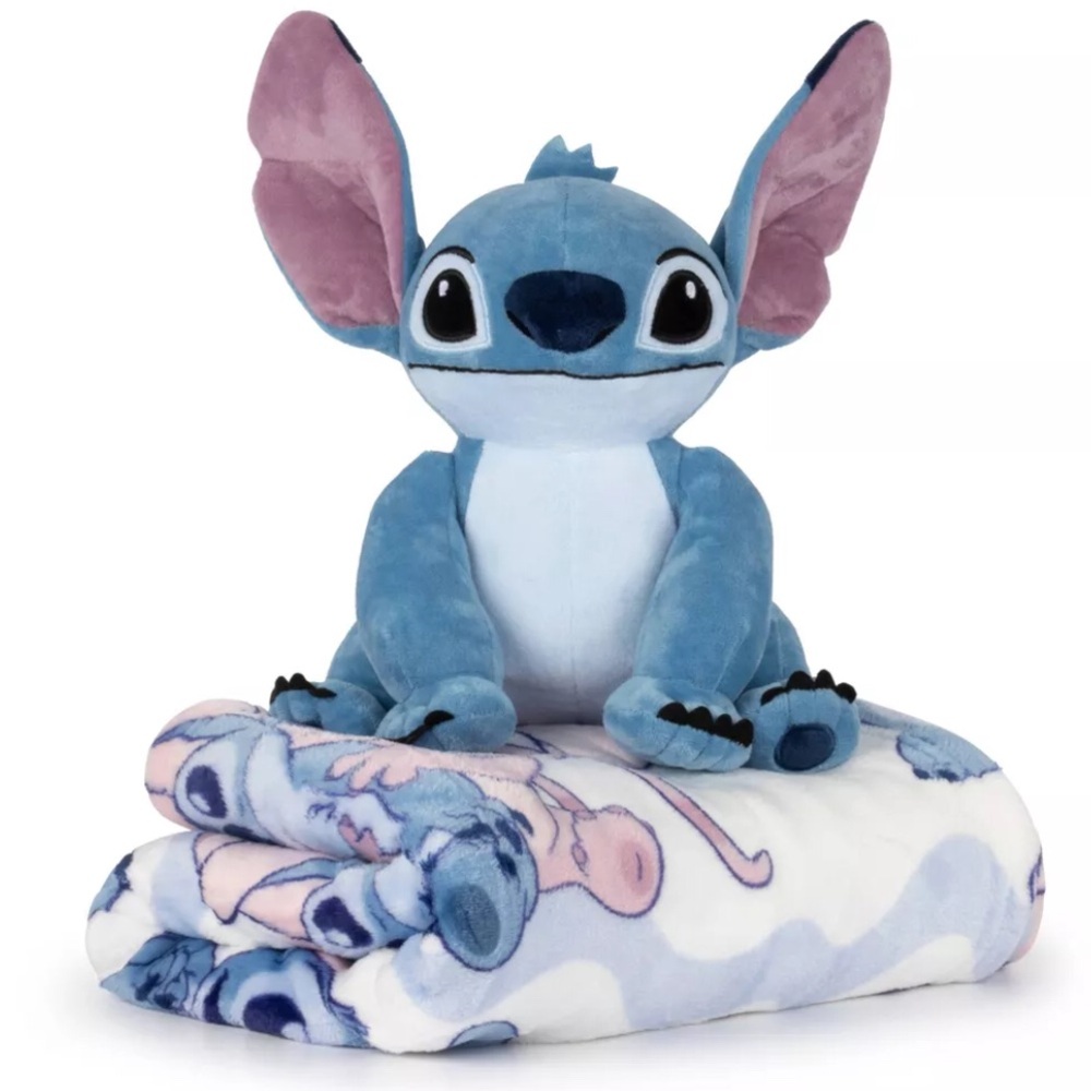 Blue and White Stuffed Animal with Blanket